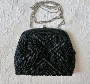 Vintage Hand Made Beaded Evening Purse or Clutch Black - Picture 1 of 9