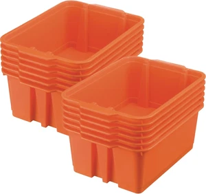 Stacking Bins, 14" X 10" X 5 .75" - 12 Pack, Orange, Stackable Storage Plastic B - Picture 1 of 12