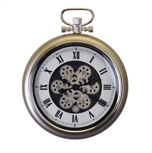 Reloj de bolsillo de metal estilo esqueleto reloj de pared con engranajes móviles - Imagen 1 de 3