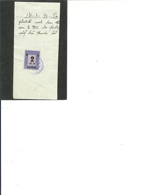 GERMANY-Baveria-Fiscal Stamp on Document "Court Frees"  2 R.M. 1932    1-13-1934 - Image 1 of 2