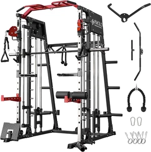 Smith Machine Home Gym, 2200 Lbs Power Rack, Cable Crossover & Landmine (RED) - Picture 1 of 11