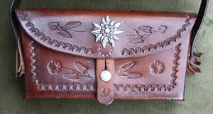 Vintage Schweizer Armee "EDELWEISS" Munitionstasche, Leder, Gürtel-Gürtel, 1965. - Bild 1 von 24