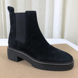 NUEVO TORY BURCH Chelsea 50 mm Botín Pull-On Gamuza/Elástico 9,5 M Negro Perfecto - Imagen 1 de 14