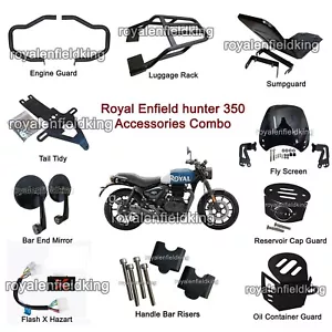 Fit For Royal Enfield HUNTER 350 "Accessories 10 PCS Combo Pack" Black - Picture 1 of 13