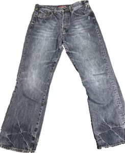 Ed Hardy Y2K Baggy Streetwear Jeans Men’s 34×30 Green Stitch Denim Rare - Picture 1 of 7