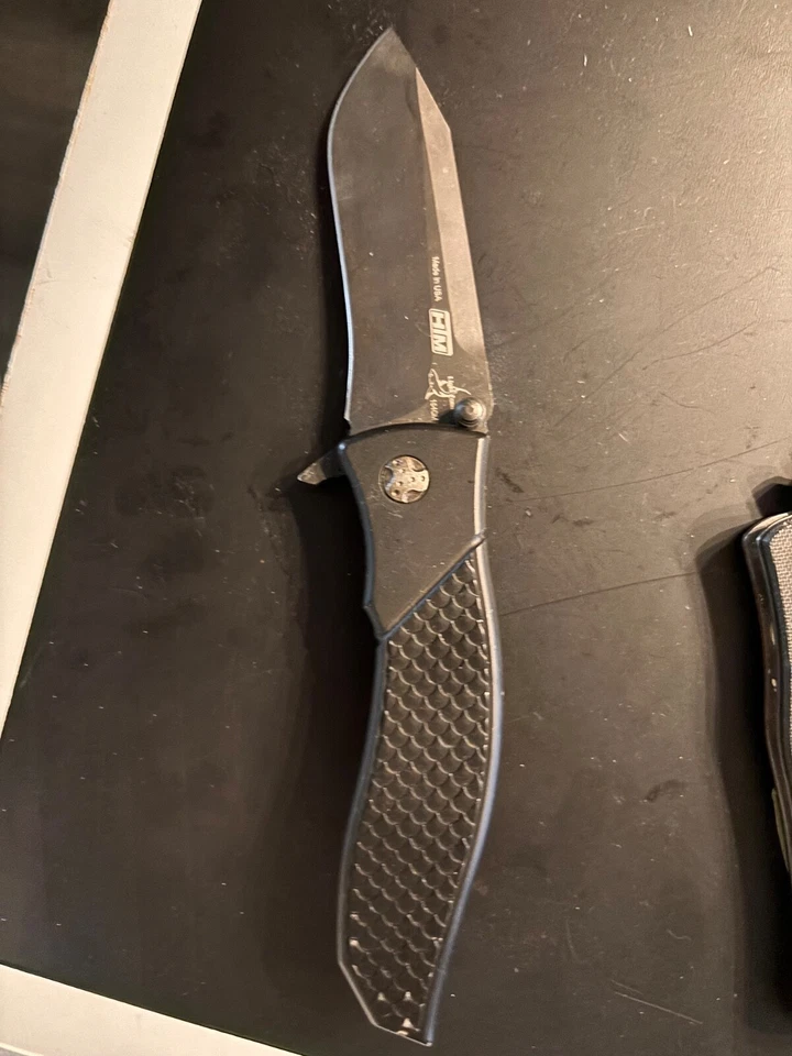 HTM Greg Lightfoot Bullwhip Black Folding Knife (3.5" Black Plain), Discontinued - Image 1 of 1