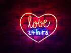 New Love 24 Hrs Neon Light Lamp Sign 17&quot;x14&quot; Real Glass Beer Bar Handmade for sale
