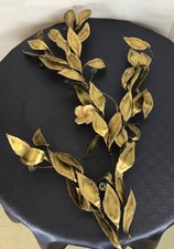 Jean Roberts Metal Sculpture leaf gold flowers large 40x28 3D sculpture 