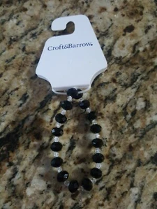 Bracciale Croft & Barrow perle nere e trasparenti NUOVO $24 vendita al dettaglio - ottimo per regalo - Foto 1 di 4