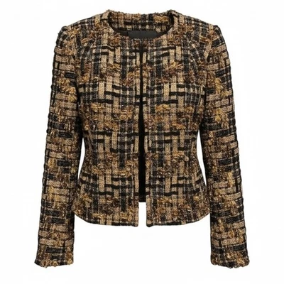 Carlisle Women's Tweed Blazer Jacket Black Gold Textured Size 12 - Image 1 of 4