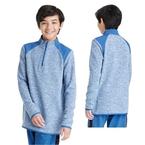 All in Motion NWT Boys' XS Heathered Blue Fleece 1/4 Zip Knit Stretch Sweater - Picture 1 of 5