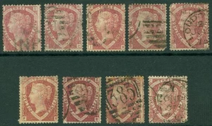 SG 51/52. 1½d rose-red & lake-red shades x9. Condition mixed - Picture 1 of 2