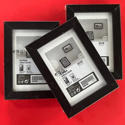 lot (3) discontinued RIBBA IKEA 4x6" picture frames - BLACK - matte option - NEW - Image 1 of 4