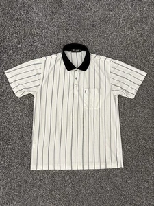 Yves Saint Laurent Polo Shirt YSL Ivory White Striped 100% Silk Size Large L - Picture 1 of 10