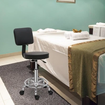 FCH Schwarzer neuer Arbeitshocker mit verstellbarer Rückenlehne bequemer Stuhlsitz