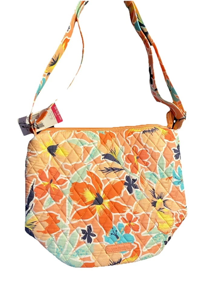 Vera Bradley ведро через плечо сумка тропический лес лилии коралл цветочный хлопок новый с Ярлыками - Изображение 1 из 1