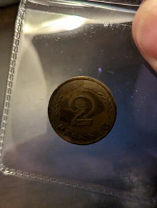 German 2 Pfennig Coin 1966 F - Picture 1 of 3