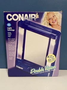 Vtg Conair DOUBLE VISION Two-Sided Lighted Makeup Mirror 2002 TM8LT Open Box - Picture 1 of 14