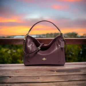 Neu mit Etikett _ Coach Hobo-Tasche Scout aus genarbtem Leder 34312 goldfarben Ochsenblut Schulter Crossbody - Bild 1 von 6