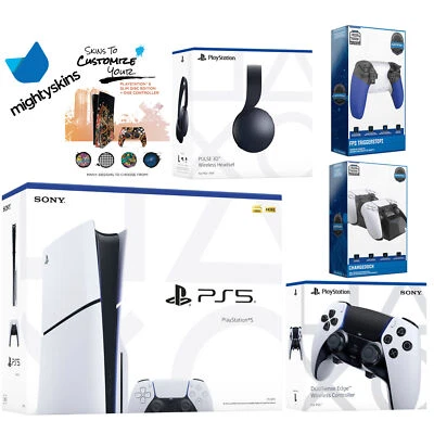 Sony Playstation 5 Slim Disc Bundle with Black Pulse Headset & EDGE Controller