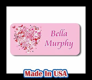 42 Personalized Waterproof Name Heart Labels Stickers Tag Kids School Shoes Book - Picture 1 of 5