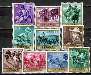 Spain Arts series Prado set #7 Joaquín Sorolla Famous Paintings stamps 1964 MNH - Picture 1 of 1