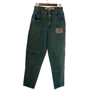 Vintage 90s Zena Jeans Colorblock High Rise Tapered Leg Size 9 Measure 26 X 32 - Picture 1 of 1