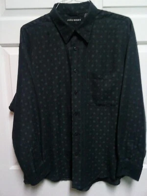 NEW VTG Men's John Henry XL Black Silk Feel Button Up Shirt Long Sleeve EXCELLEN - Image 1 of 4