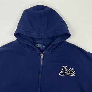 Vintage Polo Ralph Lauren Blue Mens 4XLT Full Zip Varsity 1967 Patch Hoodie - Picture 1 of 14