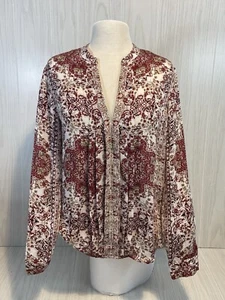 L'AGENCE Silk Burgundy Floral BOHO ROMANTIC RICH GIRL LONG SLEEVE SHIRT - Picture 1 of 12