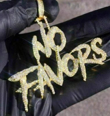 1,50 Ct Runde Simulierte Diamant Herren Custom Charm Anhänger 14k Gelb Vergoldet - Bild 1 von 4