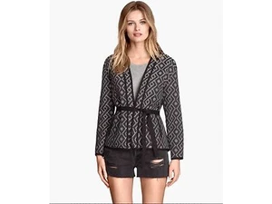 NEW H&M BLACK JAQUARD WEAVE JACKET BLACK AND WHITE SIZE SMALL SOLD OUT - Picture 1 of 5