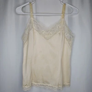 Vintage Camisole Lingerie Women Small Cream V-neck Lace Trim Adjustable - Picture 1 of 5