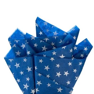 Blue Tissue Paper Silver Star Navy Blue Wrapping Paper for DIY CraftsPack Bag... - Picture 1 of 3