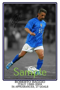 Roberto Baggio Italy Azzurri Legend large signed 12x18 inch photograph poster  - Picture 1 of 4