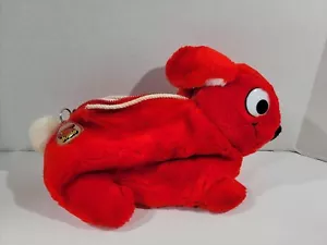 Vintage Lego Duplo Red Bunny Rabbit Zippered Plush Storage Carrying Bag Keychain - Picture 1 of 10