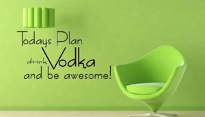 Todays plan drink Vodka and be awesome! Funny Alcohol Words Vinyl Decal Sticker - Picture 1 of 3