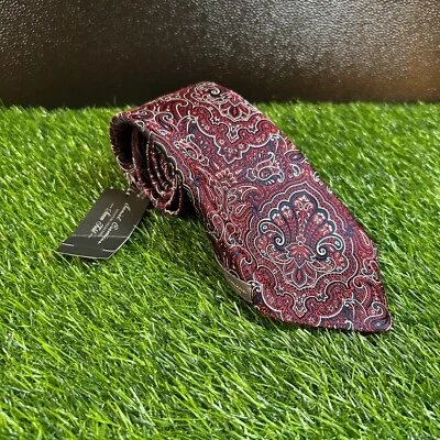 Daniel Cremieux Paisley Tie Seven Fold Limited Edition 121/203 Necktie Red Blue - Image 1 of 4