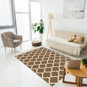 Zigzag lattice decor brown rug-living room kitchen, bedroom area non-slip carpet