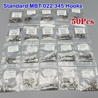 50 piezas brackets de ortodoncia dental brackets STR MBT 022 ganchos de ranura 345 metal a granel Foto 1 de 4