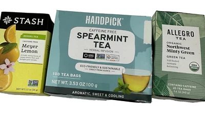 (3) Bolsas de té Handpick Allegro Northwest verde menta Meyer limón menta Foto 1 de 4