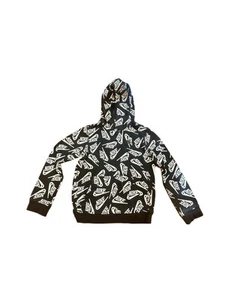 Nike kids all over logo hoodie - black and white pullover sweatshirt - size M - Picture 1 of 3
