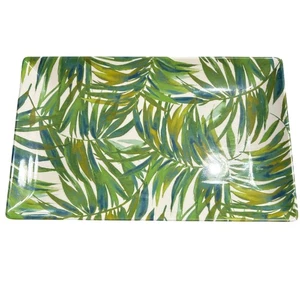 Tommy Bahama Large Platter with Sides 17 x 10 in Leaf Pattern Melamine Very Nice - Picture 1 of 12