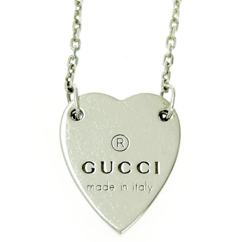 Collana catena GUCCI cuore logo 19" argento 925 originale #7544