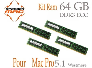  Kit Mémoire 64 GB (4x 16GB) DDR3 ECC 1333MHz pour Mac Pro 5,1 et 4.1 Upgradés - Photo 1/2