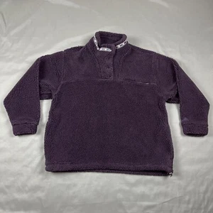 Vintage Eastern Mountain Sports 1/4 Snap Deep Pile Fleece Large Purple USA Made - Picture 1 of 9