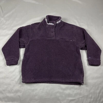 Vintage Eastern Mountain Sports 1/4 Snap Deep Pile Fleece Large Purple USA Made - Image 1 of 4