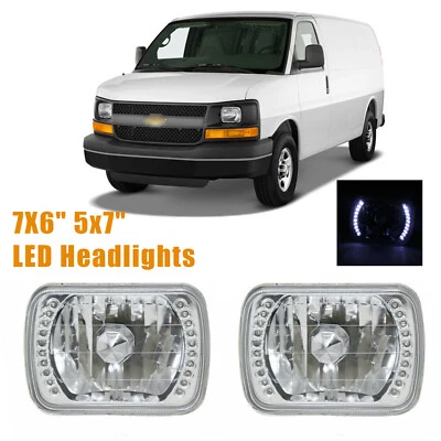 Pair 7X6" 5x7" LED Headlights Square For Chevy Express Cargo Van 1500 2500 3500 - Image 1 of 4