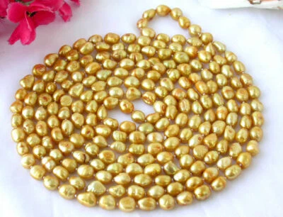 Long 100 Inch Genuine 8-9mm Natural Freshwater Baroque Pearl Necklace - Image 1 of 4