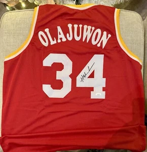 Hakeem Olajuwon Custom Houston Rockets Jersey With Authentic Autograph Sz XL - Picture 1 of 4
